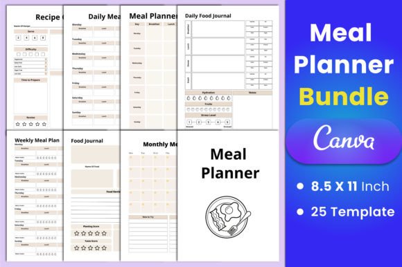 Download Editable Meal Planner Bundle Canva - Premium Resources