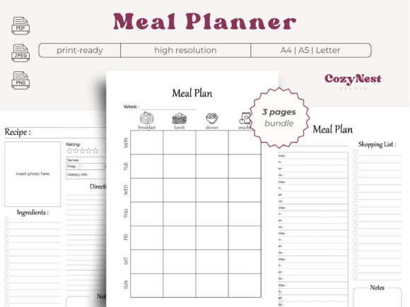 Download Meal Planner Template Recipe Card PDF - Premium Resources
