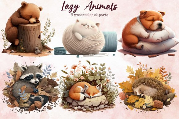 Download Watercolor Lazy Animals Cliparts - Cliparts Collection