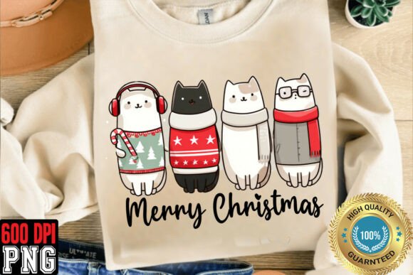 Download Merry Christmas Cats Sublimation - Cat Collection