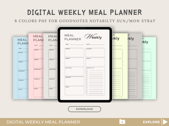 Download Digital Weekly Meal Planner, Goodnotes - Premium Resources