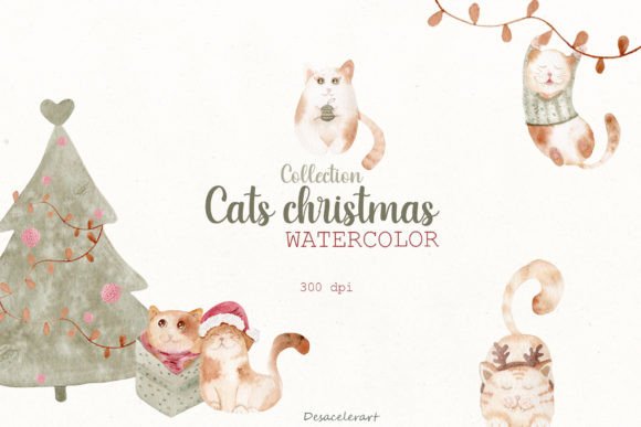 Download Cats Christmas Collection - Watercolor - Cat Collection
