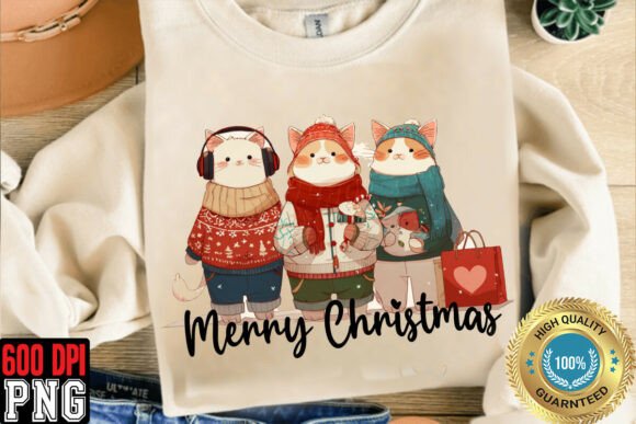 Download Merry Christmas Cats Sublimation - Cat Collection