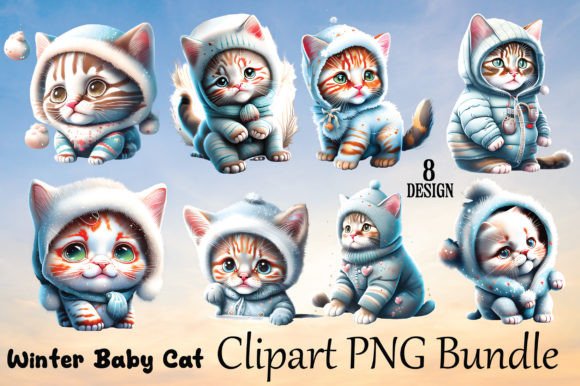 Download Winter Baby Cat Clipart PNG Bundle - Cat Collection