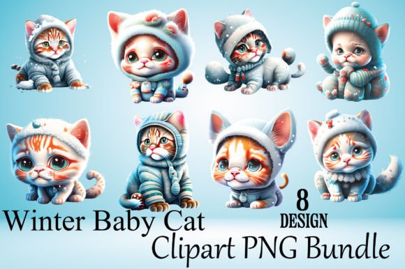 Download Winter Baby Cat Clipart PNG Bundle - Cat Collection