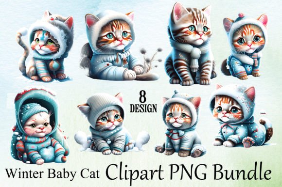 Download Winter Baby Cat Clipart PNG Bundle - Cat Collection