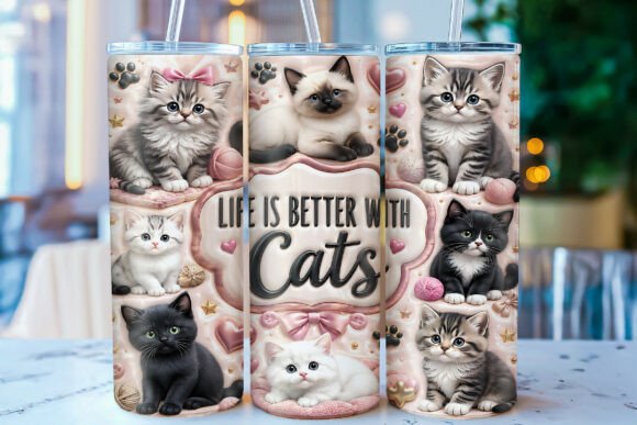 Download Life is Better with Cats 20oz Tumbler - Cat Collection