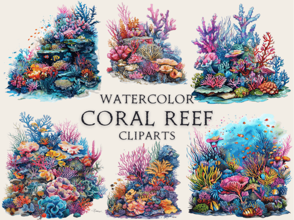 Download Watercolor Coral Reef Cliparts - Cliparts Collection