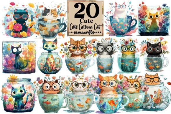 Download Cute Cartoon Cat PNG Clipart - Cat Collection