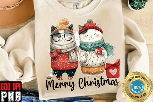 Download Merry Christmas Cats Sublimation - Cat Collection