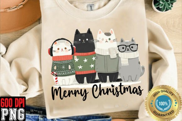 Download Merry Christmas Cats Sublimation - Cat Collection