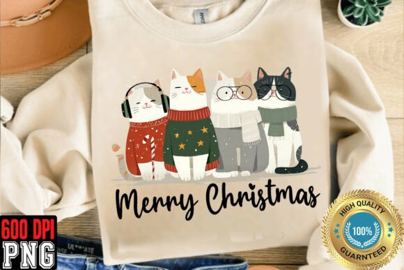 Download Merry Christmas Cats Sublimation - Cat Collection