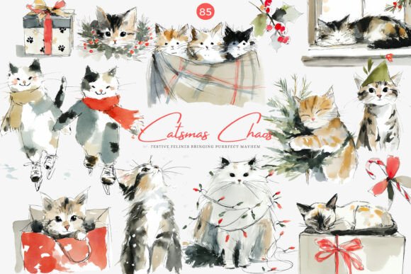 Download Christmas Cats Holiday Cats Set - Cat Collection