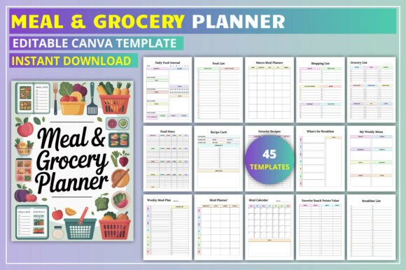 Download Editable Meal &amp; Grocery Planner - Premium Resources